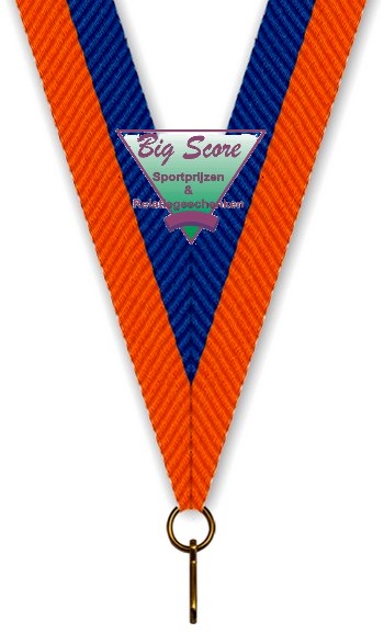Medaillehalslint breed Oranje-Blauw